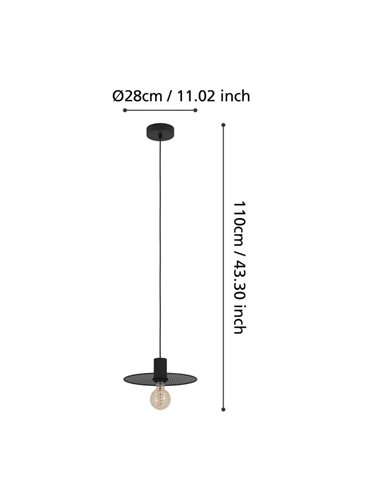 Lámpara colgante con pantalla de rejilla negra IKESTON, industrial E27