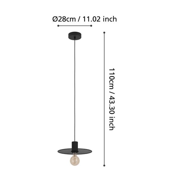 Lámpara colgante con pantalla de rejilla negra IKESTON, industrial E27