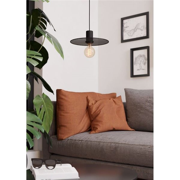 Lámpara colgante con pantalla de rejilla negra IKESTON, industrial E27