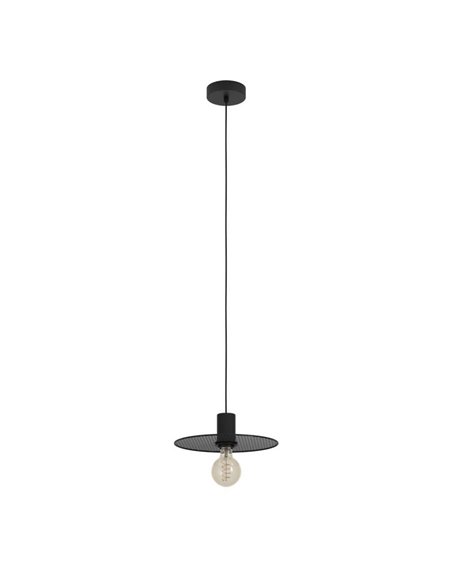 Lámpara colgante con pantalla de rejilla negra IKESTON, industrial E27