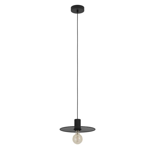 Lámpara colgante con pantalla de rejilla negra IKESTON, industrial E27