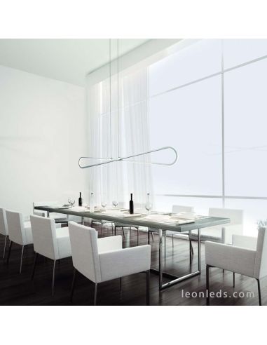 Lámpara de Techo LED con una potencia de 42W 3000K Luz Cálida de la serie Bucle 5870 color plata cromo de diseño vanguardista | 