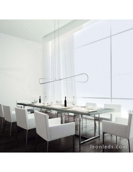 Lámpara de Techo LED con una potencia de 42W 3000K Luz Cálida de la serie Bucle 5870 color plata cromo de diseño vanguardista | 