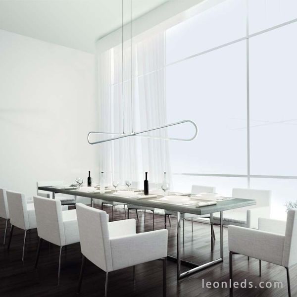 Lámpara de Techo LED con una potencia de 42W 3000K Luz Cálida de la serie Bucle 5870 color plata cromo de diseño vanguardista | 