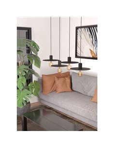 Lampe à suspension avec 4 abat-jour ronds en maille noire IKESTON, 4xE27 2