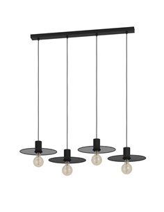 Lampe à suspension avec 4 abat-jour ronds en maille noire IKESTON, 4xE27
