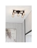 Candeeiro de teto SPEKE com 5 casquilhos E27, fio retangular preto, 41,5 cm