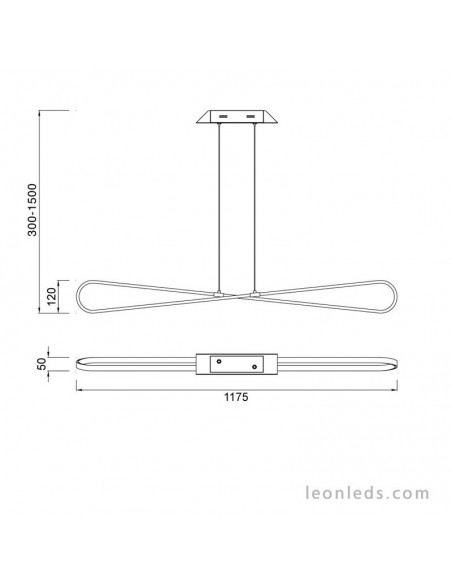 Lámpara de Techo LED con una potencia de 42W 3000K Luz Cálida de la serie Bucle 5870 color plata cromo de diseño vanguardista | 