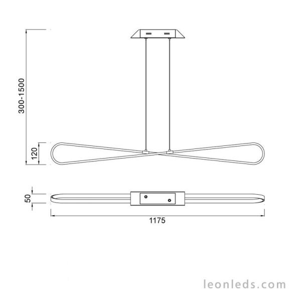 Lámpara de Techo LED con una potencia de 42W 3000K Luz Cálida de la serie Bucle 5870 color plata cromo de diseño vanguardista | 