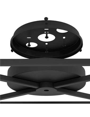 Lámpara de techo SPEKE con 5 portalámparas E27, alambre rectangular negro, 41,5 cm