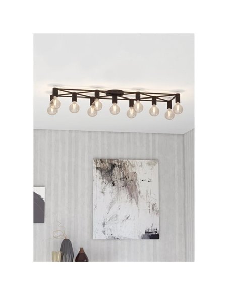 Plafonnier SPEKE avec 11 douilles E27, fil noir, 156 cm