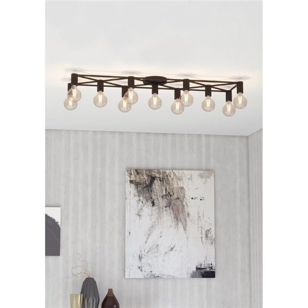 Plafonnier SPEKE avec 11 douilles E27, fil noir, 156 cm