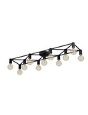 Lámpara de techo SPEKE con 11 portalámparas E27, alambre negro, 156 cm