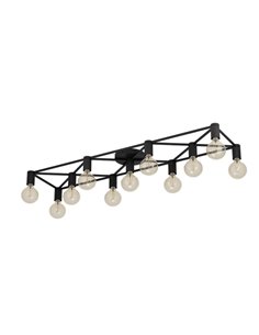 Lámpara de techo SPEKE con 11 portalámparas E27, alambre negro, 156 cm