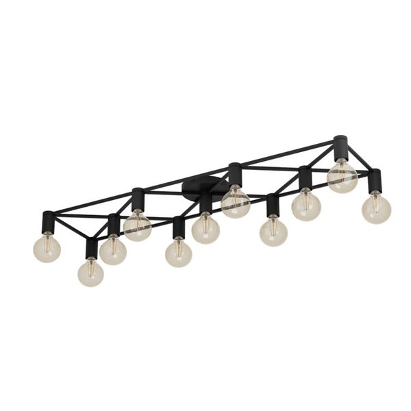 Lámpara de techo SPEKE con 11 portalámparas E27, alambre negro, 156 cm