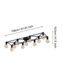 Lámpara de techo SPEKE con 11 portalámparas E27, alambre negro, 156 cm