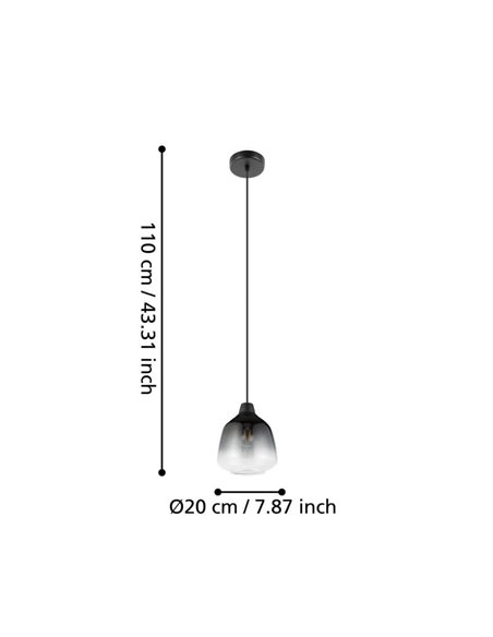 Lámpara Colgante SEDBERGH con pantalla de cristal degradado negro-gris-transparente E27