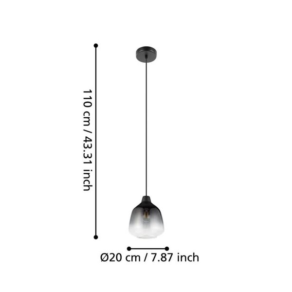 Lámpara Colgante SEDBERGH con pantalla de cristal degradado negro-gris-transparente E27