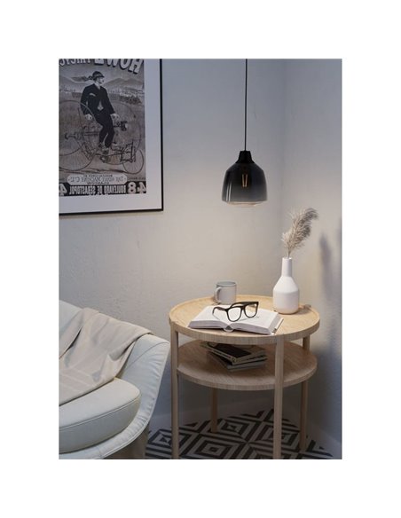 SEDBERGH Luminária pendente com abajur de vidro gradiente preto-cinza transparente E27