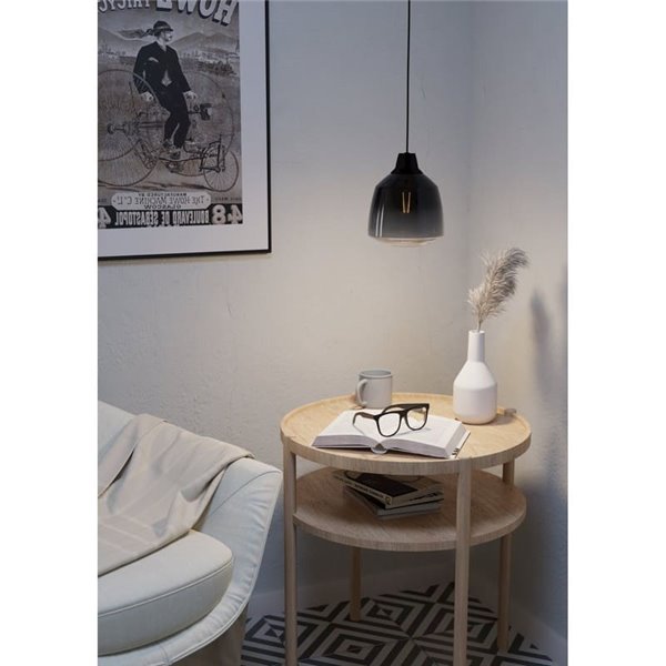 SEDBERGH Suspension avec abat-jour en verre dégradé noir-gris-transparent E27