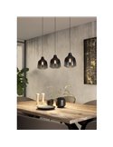 Lámpara Colgante SEDBERGH con 3 Pantallas de cristal degradado negro-gris-transparente 3xE27