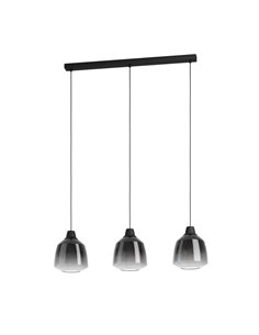 Lámpara Colgante SEDBERGH con 3 Pantallas de cristal degradado negro-gris-transparente 3xE27