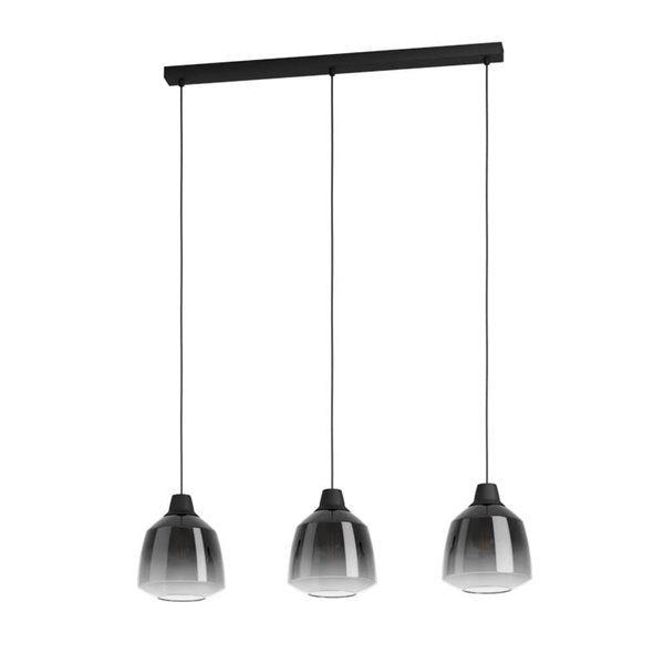 Lámpara Colgante SEDBERGH con 3 Pantallas de cristal degradado negro-gris-transparente 3xE27