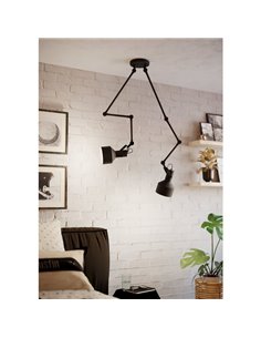 Lámpara colgante con 2 cabezales tipo flexo articulado y orientable negro TAKELEY, 2xE27 2