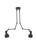 Lámpara colgante con 2 cabezales tipo flexo articulado y orientable negro TAKELEY, 2xE27