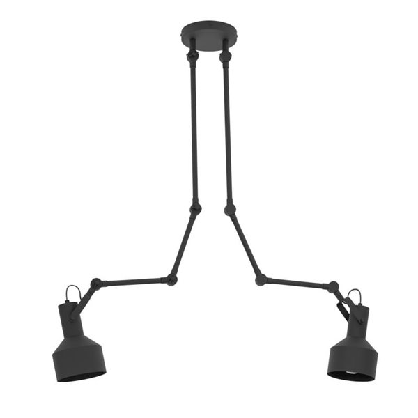 Lámpara colgante con 2 cabezales tipo flexo articulado y orientable negro TAKELEY, 2xE27