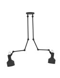 Lámpara colgante con 2 cabezales tipo flexo articulado y orientable negro TAKELEY, 2xE27