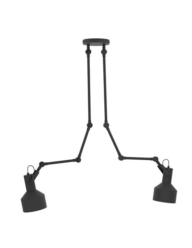 Lámpara colgante con 2 cabezales tipo flexo articulado y orientable negro TAKELEY, 2xE27