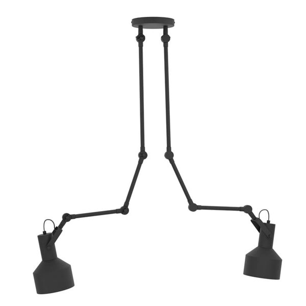 Lámpara colgante con 2 cabezales tipo flexo articulado y orientable negro TAKELEY, 2xE27