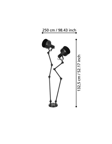Lámpara colgante con 2 cabezales tipo flexo articulado y orientable negro TAKELEY, 2xE27