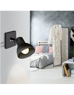 Aplique de pared con cabezal orientable BARNSTAPLE 1, negro E27 2