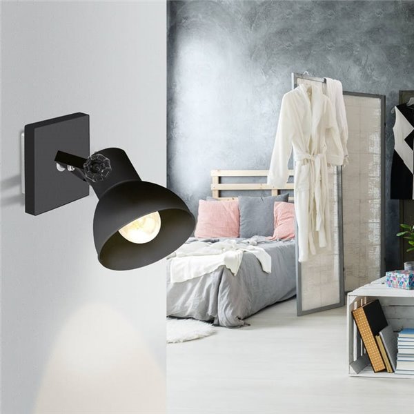 Aplique de pared con cabezal orientable BARNSTAPLE 1, negro E27