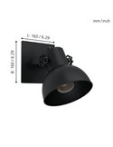 Aplique de pared con cabezal orientable BARNSTAPLE 1, negro E27