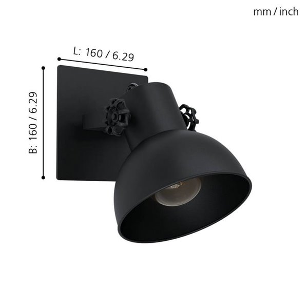 Aplique de pared con cabezal orientable BARNSTAPLE 1, negro E27