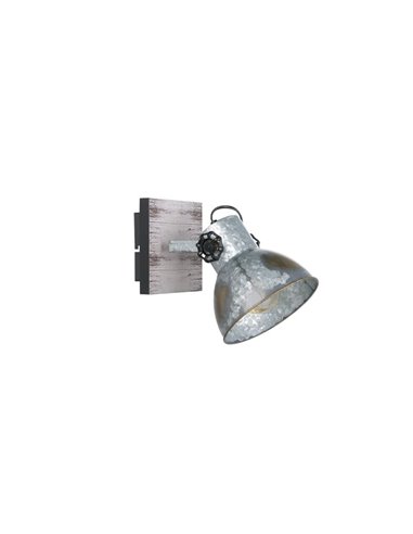 Aplique de pared BARNSTAPLE estilo industrial de madera y zinc, E27