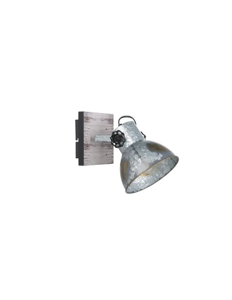 Aplique de pared BARNSTAPLE estilo industrial de madera y zinc, E27