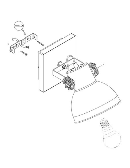 Aplique de pared BARNSTAPLE estilo industrial de madera y zinc, E27