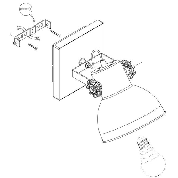 Aplique de pared BARNSTAPLE estilo industrial de madera y zinc, E27