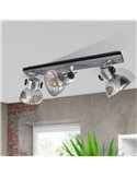 Regleta de focos orientables BARNSTAPLE de madera y zinc 3xE27