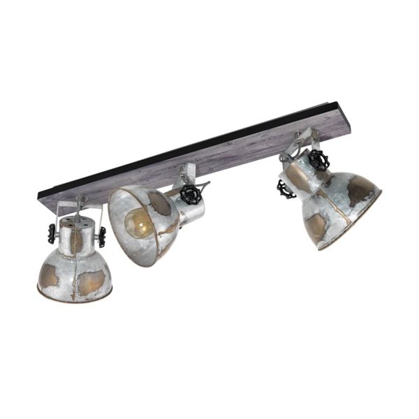 Regleta de focos orientables BARNSTAPLE de madera y zinc 3xE27