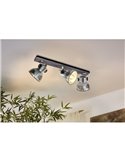 Regleta de focos orientables BARNSTAPLE de madera y zinc 3xE27