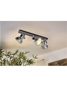 Regleta de focos orientables BARNSTAPLE de madera y zinc 3xE27 2