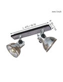 Regleta de 2 Focos móviles BARNSTAPLE de madera y Zinc galvanizado, 2xE27
