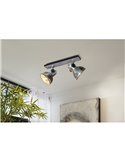 Regleta de 2 Focos móviles BARNSTAPLE de madera y Zinc galvanizado, 2xE27