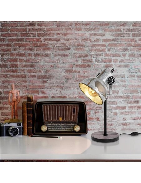 Lampe de table BARNSTAPLE par EGLO, bois et zinc galvanisé, E27