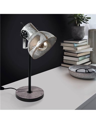 Candeeiro de mesa BARNSTAPLE da EGLO, madeira e zinco galvanizado, E27